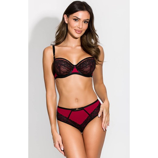 Figi damskie czarno-czerwone Porto 19207, Kolor czarno-czerwony, Rozmiar 2XL, Mediolano ze sklepu Intymna w kategorii Majtki damskie - zdjęcie 176556711