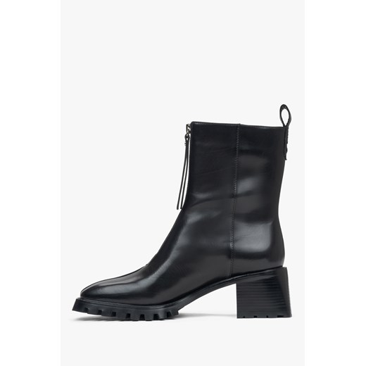 Estro: Czarne botki damskie na niskim obcasie ze skóry naturalnej Estro 36 wyprzedaż Estro