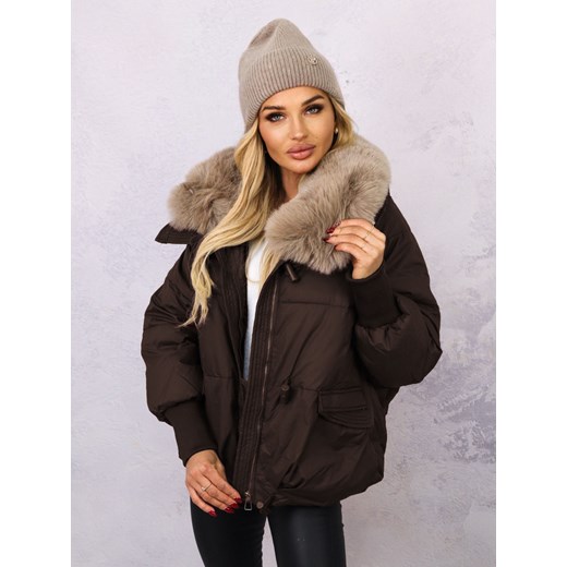 KURTKA OVERSIZE Z FUTERKIEM- CZEKOLADOWA Olika M/L olika.com.pl