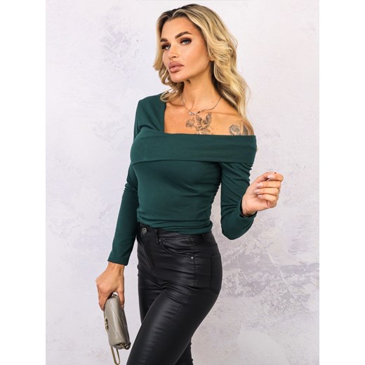 BLUZKA Z ASYMETRYCZNYM DEKOLTEM- ZIELONA Olika uniwersalny olika.com.pl