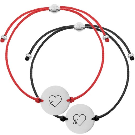 Love Links – Komplet bransoletek sznurkowych dla Par z medalionem do personalizacji grawerem ze sklepu manoki.pl w kategorii Bransoletki - zdjęcie 176560900