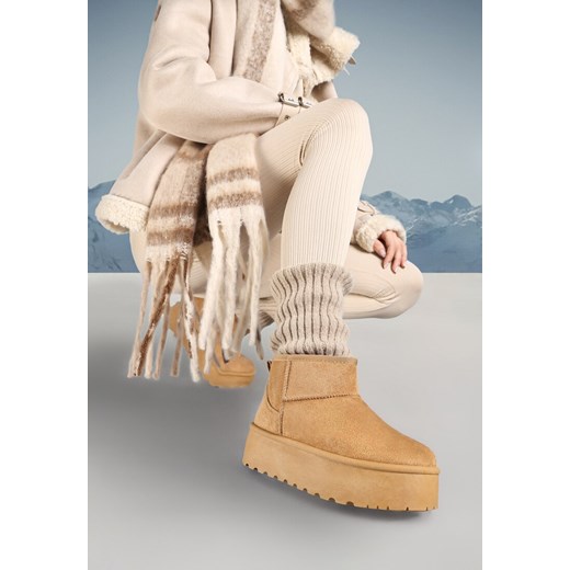 Brązowe Śniegowce na Platformie Sireella ze sklepu born2be.pl w kategorii Śniegowce damskie - zdjęcie 176561402