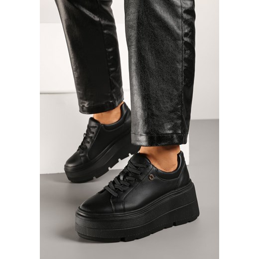 Czarne Sneakersy Vices na Platformie Miriri ze sklepu born2be.pl w kategorii Buty sportowe damskie - zdjęcie 176562453