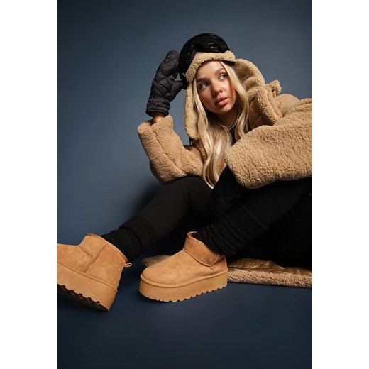 Brązowe Krótkie Śniegowce na Platformie Elenith ze sklepu renee.pl w kategorii Śniegowce damskie - zdjęcie 176562501