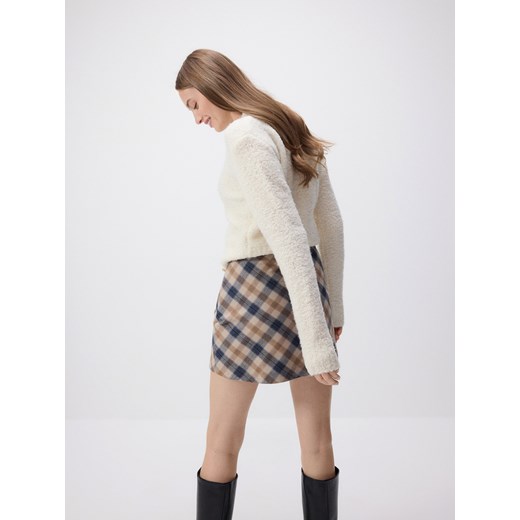 Reserved - Spódnica mini w kratę - brązowy Reserved S Reserved