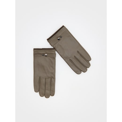 Reserved - Skórzane rękawiczki - beżowy ze sklepu Reserved w kategorii Rękawiczki męskie - zdjęcie 176564334