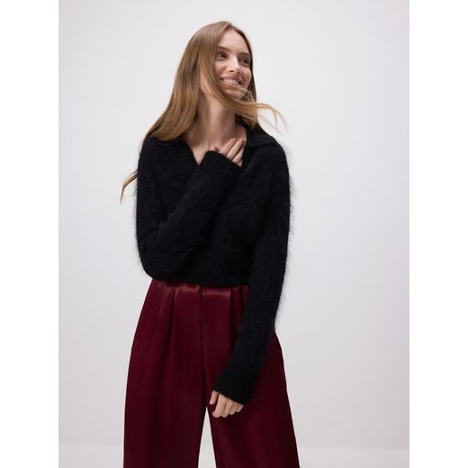 Reserved - Szerokie spodnie z lampasem - burgundowy Reserved S Reserved