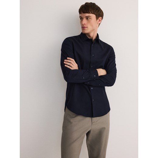 Reserved - Koszula slim z lyocellem - granatowy Reserved XL Reserved