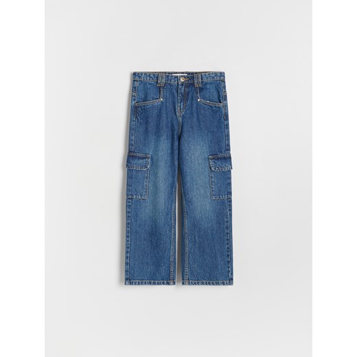Reserved - Jeansy wide leg cargo - niebieski Reserved 122 (6-7 lat) Reserved