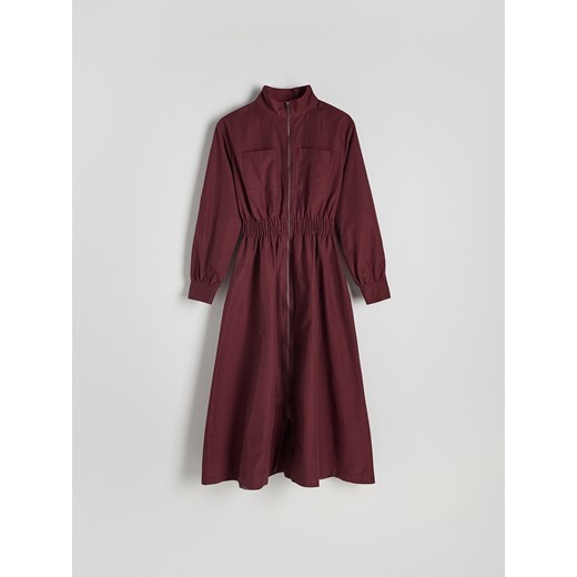 Reserved - Sukienka midi z suwakiem - burgundowy Reserved M Reserved