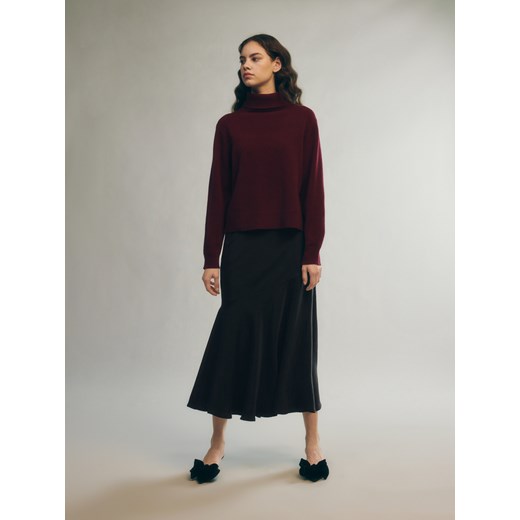 Reserved - Wełniany sweter z golfem - bordowy Reserved L Reserved