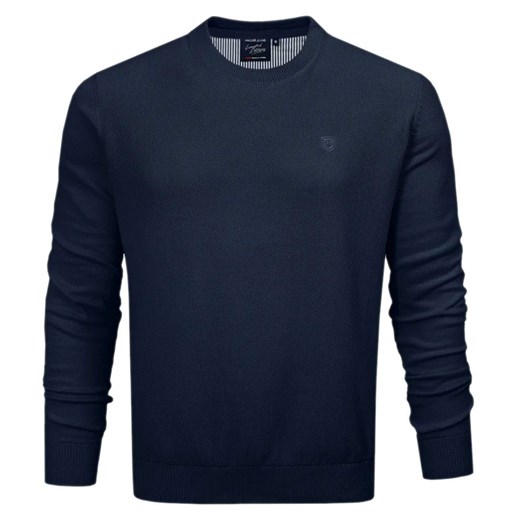Lekki Sweter Bawełniany - Okrągły Dekolt - Pako Jeans - Granatowy SWPJNScomfortGR ze sklepu JegoSzafa.pl w kategorii Swetry męskie - zdjęcie 176568522