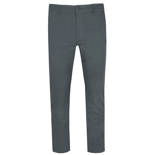 Męskie Spodnie Bawełniane (Chinos) - Pako Jeans - Ciemny Popiel  SPPJNSchinosPECTUSgf ze sklepu JegoSzafa.pl w kategorii Spodnie męskie - zdjęcie 176568670