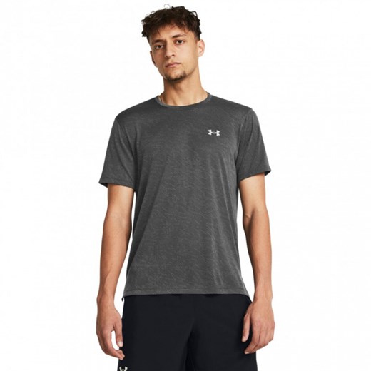 Męska koszulka do biegania Under Armour UA Launch Camo Shortsleeve - szara ze sklepu Sportstylestory.com w kategorii T-shirty męskie - zdjęcie 176570111