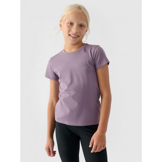 Dziewczęcy t-shirt basic 4F 4FJWMM00TTSHF1658 - fioletowy 4f Junior 146 Sportstylestory.com