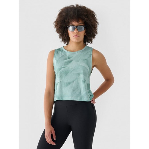 Damski crop top 4F 4FRAW24TSLEF183 - zielony ze sklepu Sportstylestory.com w kategorii Bluzki damskie - zdjęcie 176570510