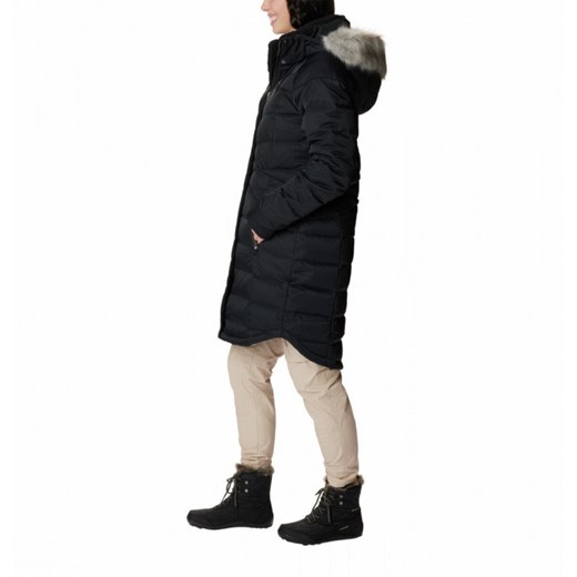 Damski płaszcz zimowy z puchem naturalnym Columbia Belle Isle Mid Down Jacket - czarny ze sklepu Sportstylestory.com w kategorii Płaszcze damskie - zdjęcie 176570853