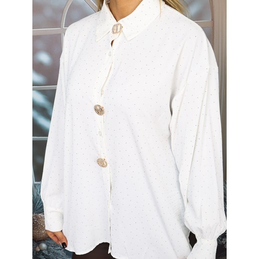 KOSZULA W CYRKONIE Z ODPINANYMI BROSZKAMI- BIAŁA Olika uniwersalny olika.com.pl