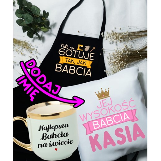 Zestaw prezentowy dla Babci - fartuch, kubek oraz poduszka dla Babci na prezent ze sklepu Time For Fashion w kategorii Szklanki - zdjęcie 176572681