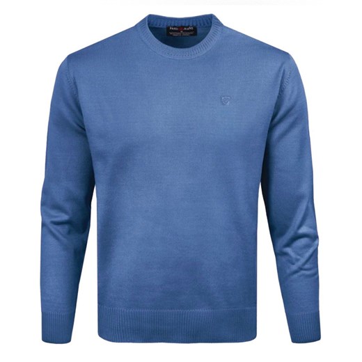 Wełniany Sweter, Okrągły Dekolt (U-Neck) - Pako Jeans - Niebieski SWPJNSbasicNB ze sklepu JegoSzafa.pl w kategorii Swetry męskie - zdjęcie 176572772