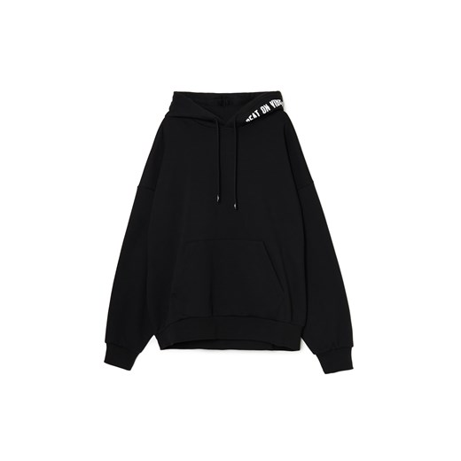 Cropp - Bluza z nadrukami na plecach i kapturze - czarny Cropp L Cropp