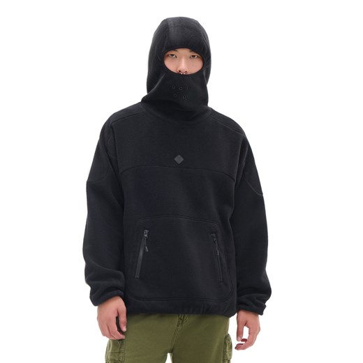 Cropp - Czarna polarowa bluza z kapturem - czarny ze sklepu Cropp w kategorii Bluzy męskie - zdjęcie 176574491