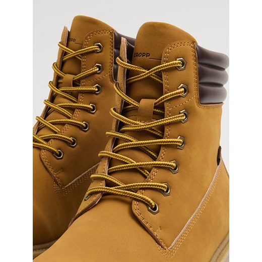 Cropp - Sznurowane trzewiki za kostkę - żółty Cropp 42 Cropp