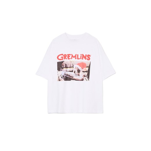 Cropp - Biały świąteczny T-shirt z Gremlinami UNISEX - biały Cropp M Cropp okazja