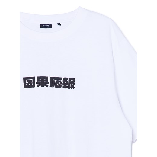 Cropp - Biały T-shirt z chińskimi motywami - biały Cropp L Cropp