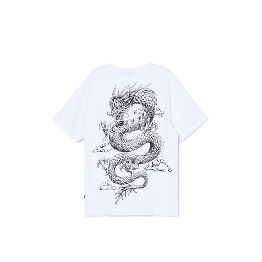 Cropp - Biały T-shirt z chińskimi motywami - biały Cropp L Cropp