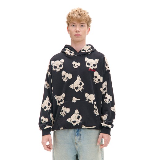 Cropp - Czarna bluza z czaszkami kotów - czarny ze sklepu Cropp w kategorii Bluzy męskie - zdjęcie 176575273