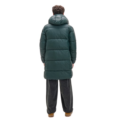 Cropp - Zielony długi płaszcz z kapturem - zielony Cropp M Cropp