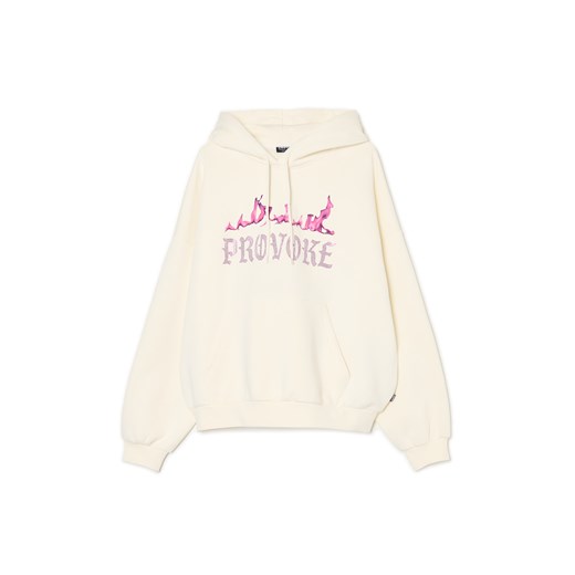 Cropp - Kremowa bluza z cekinową aplikacją UNISEX - kremowy ze sklepu Cropp w kategorii Bluzy męskie - zdjęcie 176575591