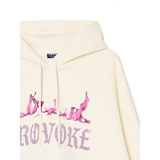 Cropp - Kremowa bluza z cekinową aplikacją UNISEX - kremowy Cropp L Cropp