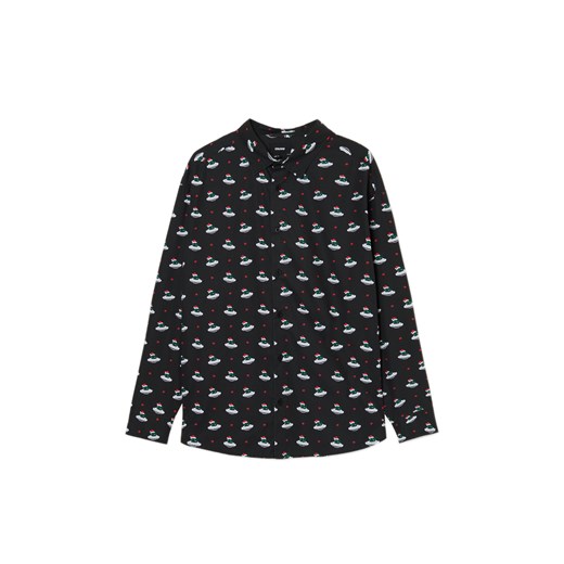 Cropp - Koszula ze świąteczną inwazją obcych - czarny Cropp XL wyprzedaż Cropp
