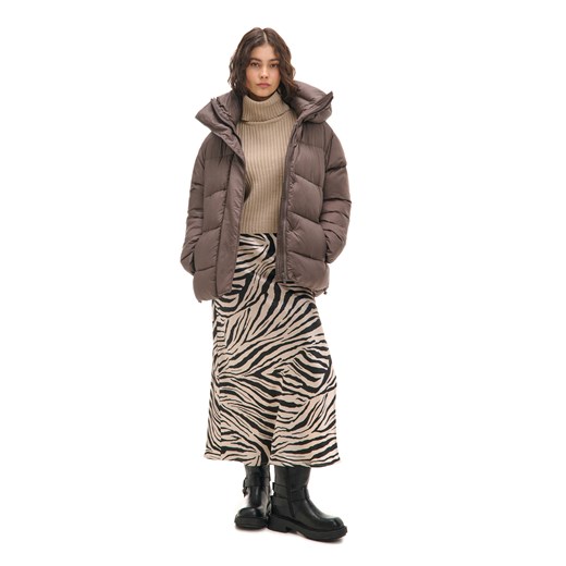 Cropp - Brązowa kurtka z regulacją dołu - brązowy Cropp XL Cropp