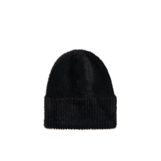 Cropp - Futrzana czapka beanie - czarny ze sklepu Cropp w kategorii Czapki zimowe damskie - zdjęcie 176576112