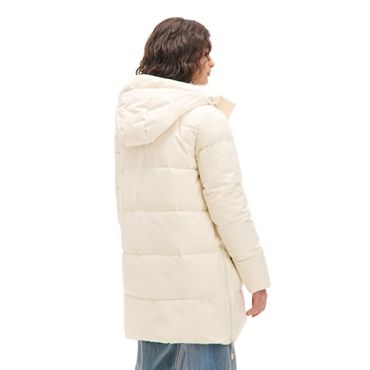 Cropp - Kremowy pikowany płaszcz z kapturem - kremowy Cropp XL Cropp