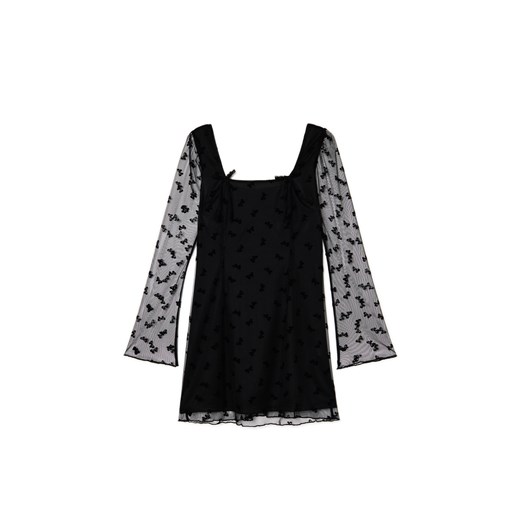 Cropp - Sukienka mini z dekoracyjną siateczką - czarny Cropp S Cropp