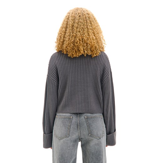 Cropp - Jesienny sweter oversize z golfem - szary Cropp L Cropp