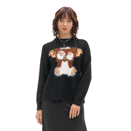 Cropp - Świąteczny sweter z Gremlinem Gizmo - czarny ze sklepu Cropp w kategorii Swetry damskie - zdjęcie 176576841