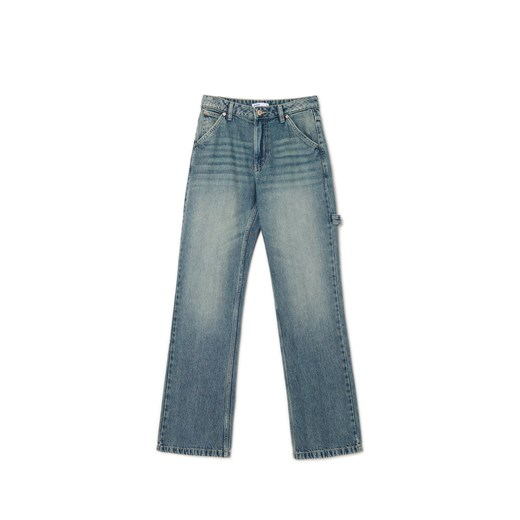Cropp - Jeansy straight w stylu retro - niebieski Cropp 36 okazja Cropp