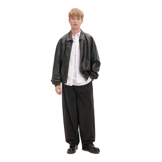 Cropp - Sztruksowe szerokie spodnie chino - brązowy Cropp 34 Cropp