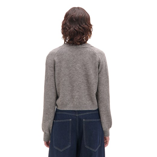 Cropp - Szary sweter z ozdobnymi kokardami - szary Cropp XS Cropp