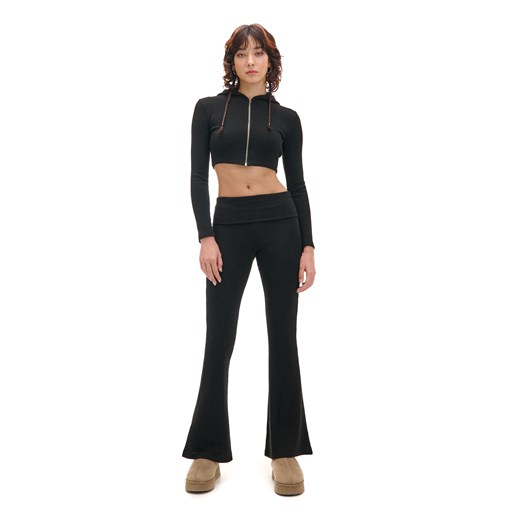Cropp - Czarne dresowe spodnie flare - czarny Cropp L Cropp