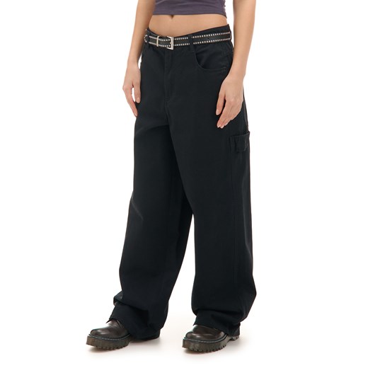 Cropp - Czarne spodnie baggy z diagonalu - czarny ze sklepu Cropp w kategorii Spodnie damskie - zdjęcie 176577733