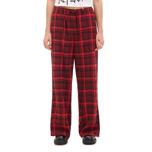 Cropp - Czerwone spodnie baggy w kratę - czerwony ze sklepu Cropp w kategorii Spodnie damskie - zdjęcie 176577801