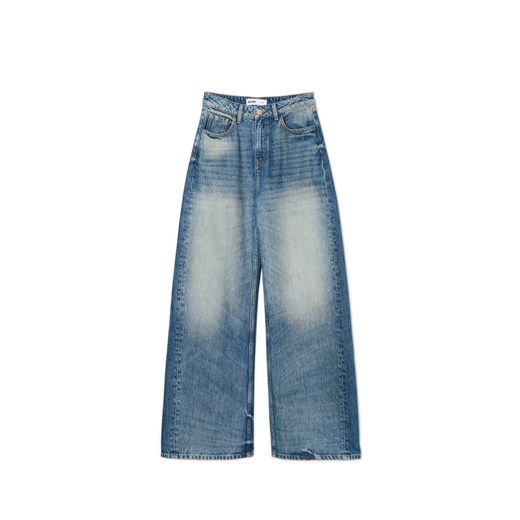Cropp - Jeansy wide leg typu barrel - niebieski Cropp 42 Cropp