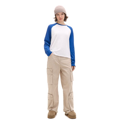 Cropp - Koszulka longsleeve z niebieskimi rękawami UNISEX - niebieski Cropp XS Cropp