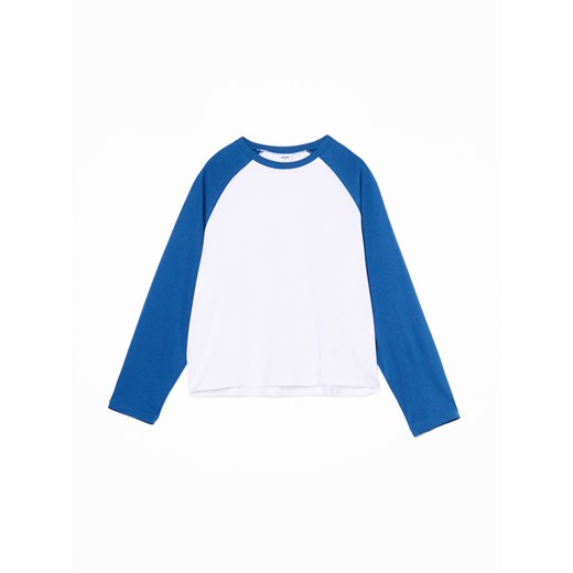 Cropp - Koszulka longsleeve z niebieskimi rękawami UNISEX - niebieski Cropp XS Cropp